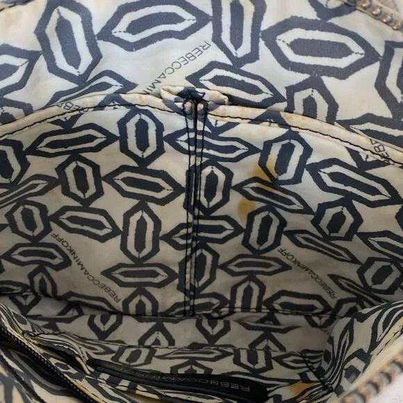 Rebecca Minkoff Tope Leather Shoulder Crossbody Bag Chain Studs Moto Boho Fringe - Picture 11 of 13